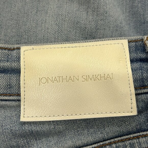 Jonathan Simkhai Women’s 27R Straight Leg Denim Jeans Organic Cotton Distressed - Picture 10 of 15